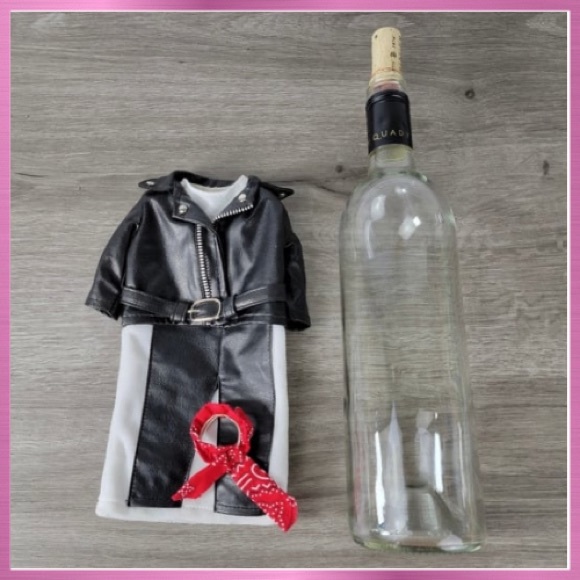 EUC! Faux Leather Jacket and Pants Wine Bottle Cover - Picture 4 of 8